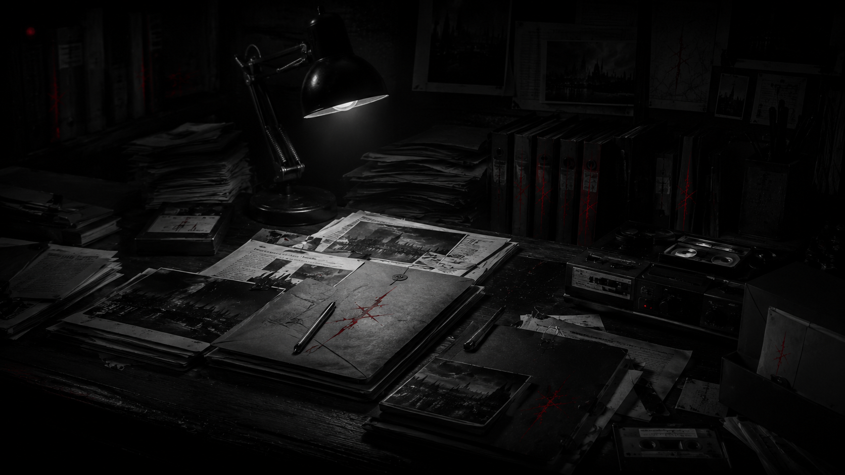 Cena de investigacao obscura e detalhada