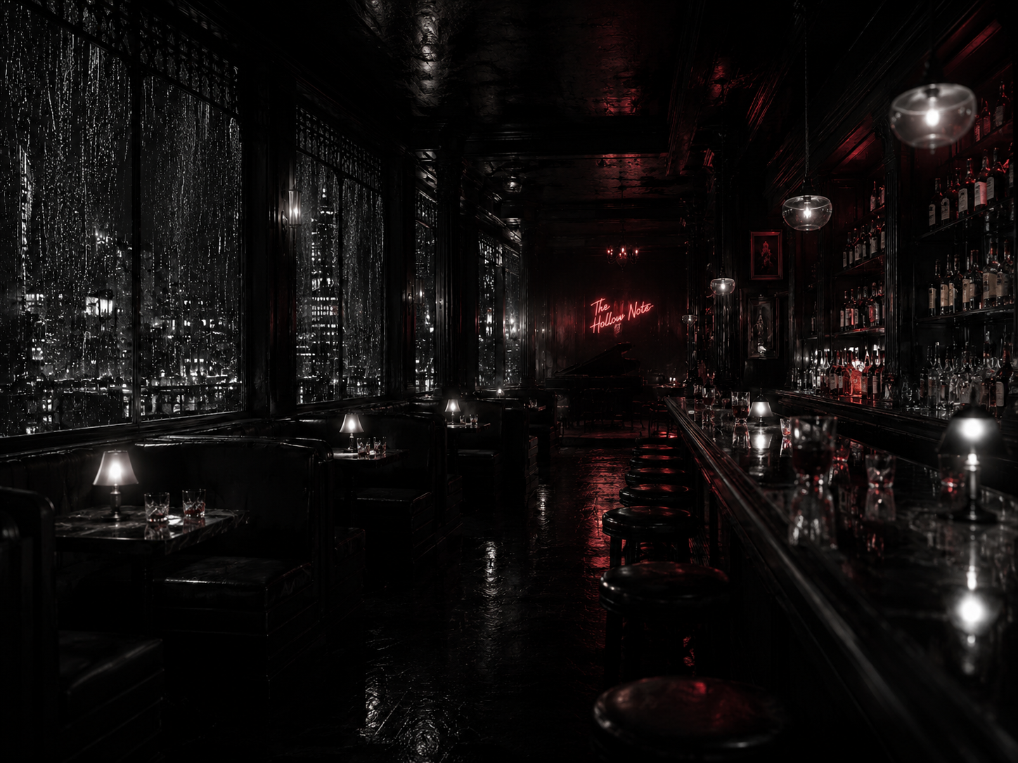 Bar noturno em estilo noir