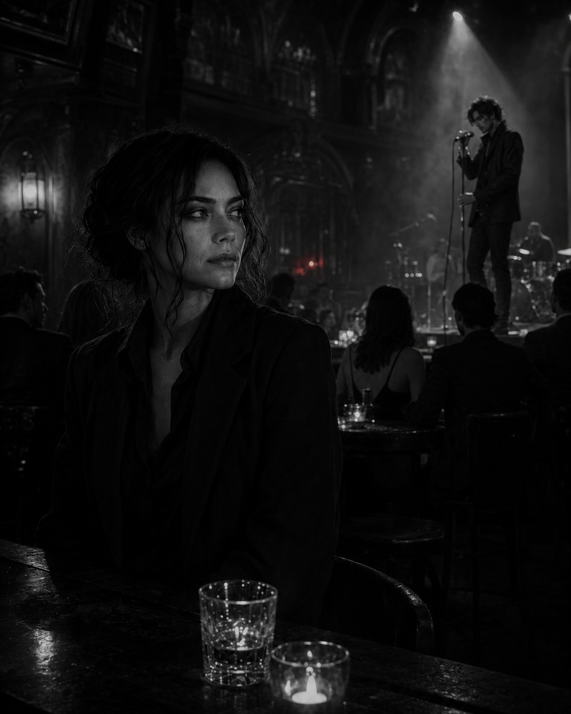 Sara no bar durante o show da Lutheryn