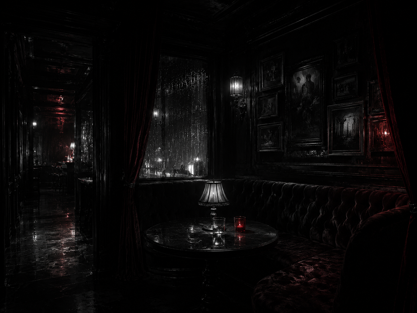 Lounge clandestina em tons noir